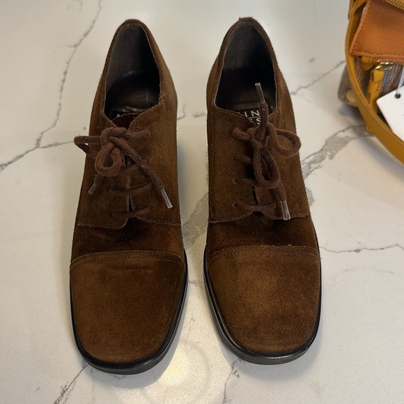 Nine West Vintage Suede Leather Lace Up Square Toe Loafer Bootie - Picture 2 of 5